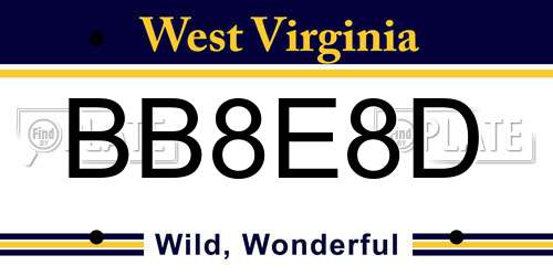 BB8E8D West Virginia License Plate