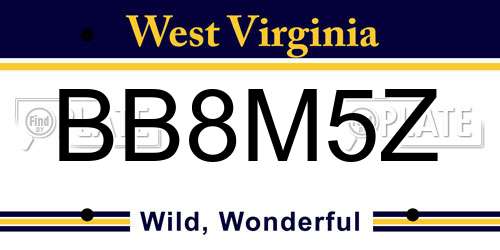 BB8M5Z West Virginia License Plate