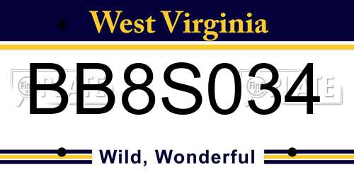BB8S034 West Virginia License Plate