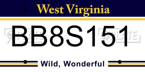 BB8S151 West Virginia License Plate