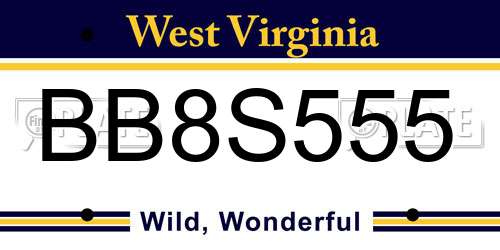 BB8S555 West Virginia License Plate