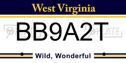 BB9A2T West Virginia License Plate