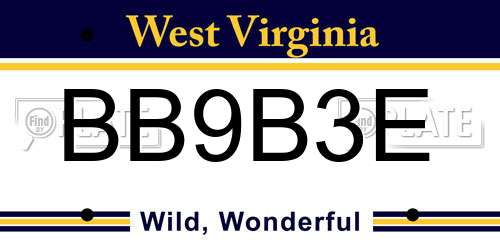 BB9B3E West Virginia License Plate