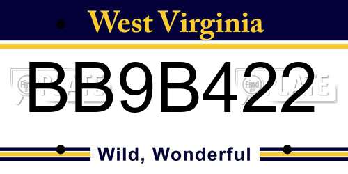 BB9B422 West Virginia License Plate