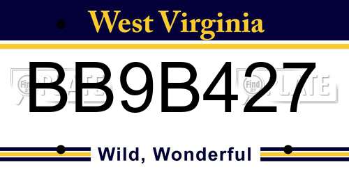 BB9B427 West Virginia License Plate