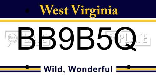 BB9B5Q West Virginia License Plate