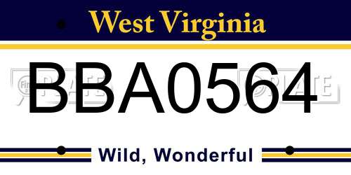 BBA0564 West Virginia License Plate