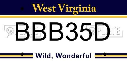 BBB35D West Virginia License Plate