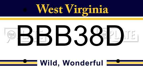 BBB38D West Virginia License Plate