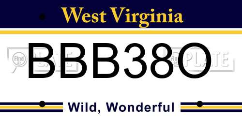 BBB38O West Virginia License Plate