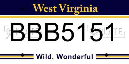 BBB5151 West Virginia License Plate