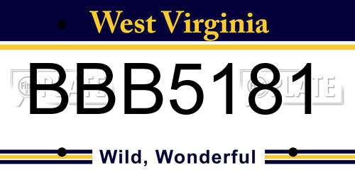 BBB5181 West Virginia License Plate