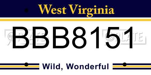 BBB8151 West Virginia License Plate