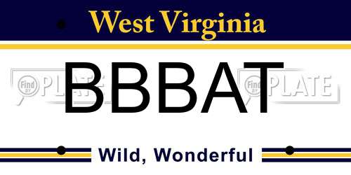 BBBAT West Virginia License Plate