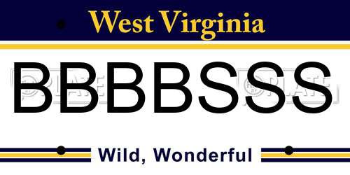 BBBBSSS West Virginia License Plate