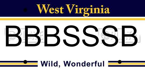 BBBSSSB West Virginia License Plate