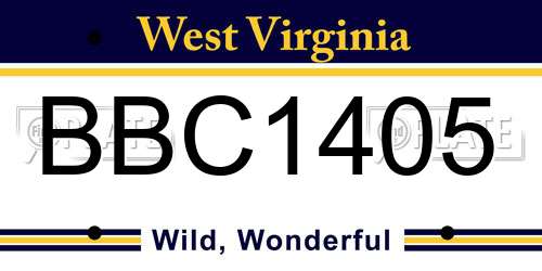 BBC1405 West Virginia License Plate