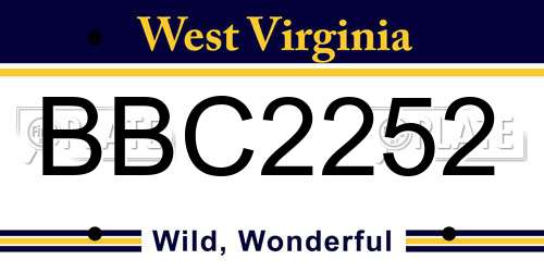 BBC2252 West Virginia License Plate