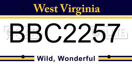 BBC2257 West Virginia License Plate