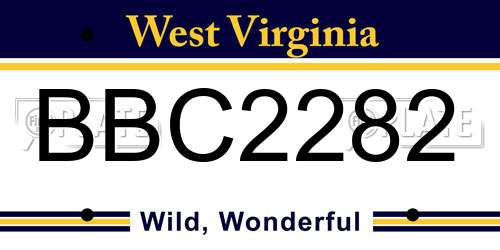 BBC2282 West Virginia License Plate