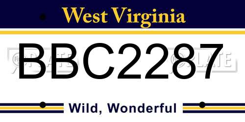 BBC2287 West Virginia License Plate