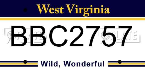 BBC2757 West Virginia License Plate