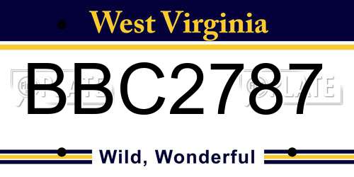 BBC2787 West Virginia License Plate