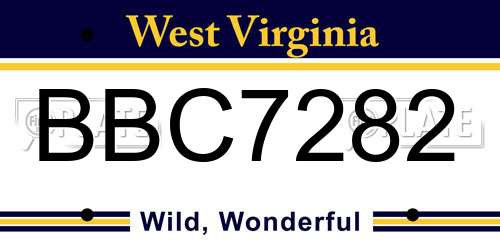 BBC7282 West Virginia License Plate