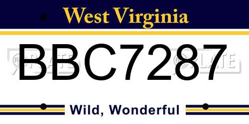 BBC7287 West Virginia License Plate