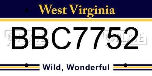 BBC7752 West Virginia License Plate