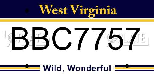 BBC7757 West Virginia License Plate
