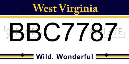 BBC7787 West Virginia License Plate
