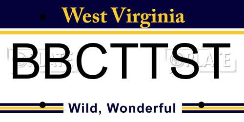 BBCTTST West Virginia License Plate