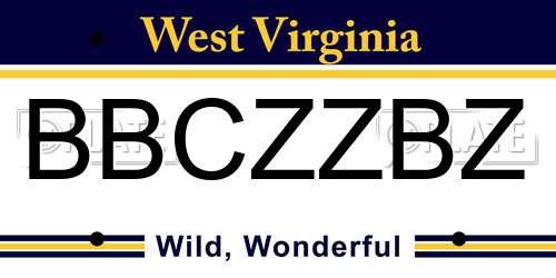BBCZZBZ West Virginia License Plate