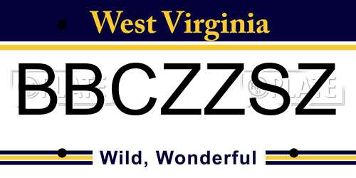 BBCZZSZ West Virginia License Plate