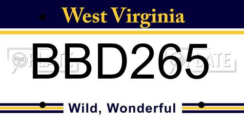 BBD265 West Virginia License Plate