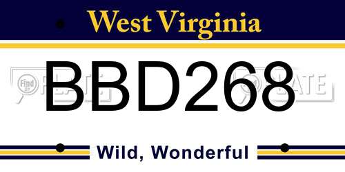 BBD268 West Virginia License Plate