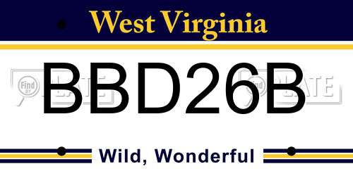 BBD26B West Virginia License Plate