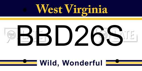 BBD26S West Virginia License Plate