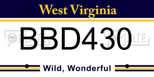 BBD430 West Virginia License Plate