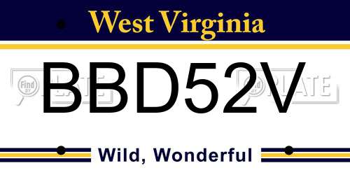 BBD52V West Virginia License Plate