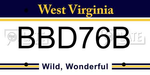 BBD76B West Virginia License Plate