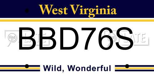 BBD76S West Virginia License Plate