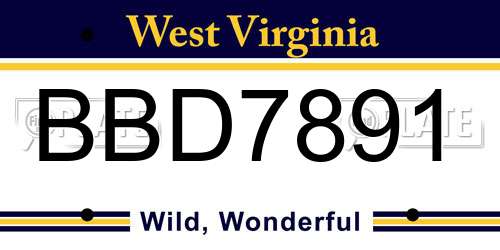 BBD7891 West Virginia License Plate