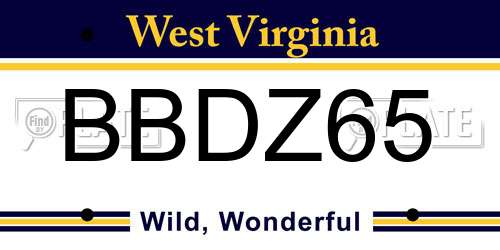 BBDZ65 West Virginia License Plate