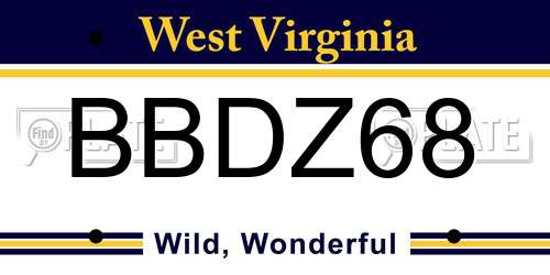 BBDZ68 West Virginia License Plate