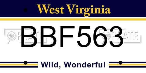BBF563 West Virginia License Plate