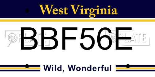 BBF56E West Virginia License Plate