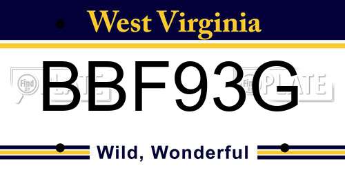 BBF93G West Virginia License Plate