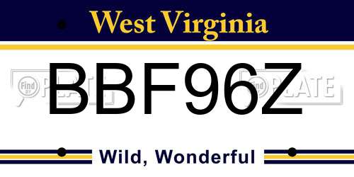 BBF96Z West Virginia License Plate